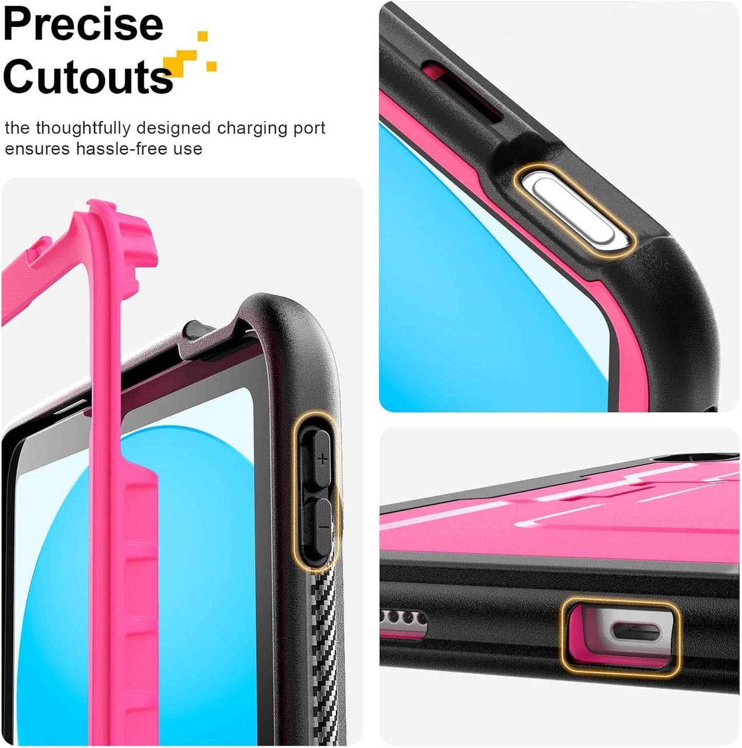 SEYMAC stock Case for iPad (A16) 11th/10th Generation 11''/10.9'' 2025/2022, with Built-in Screen Protector, Shoulder Strap, Built-in Kickstand, Rugged Full Body Shockproof Protective Case, Pink