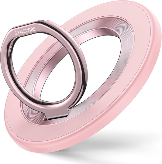Syncwire Magnetic Phone Ring Holder for MagSafe, Magnetic Phone Ring Stand Finger Grip Kickstand with Two-Sided Magnets Compatible iPhone,Android,MagSafe Accessories, Light Pink