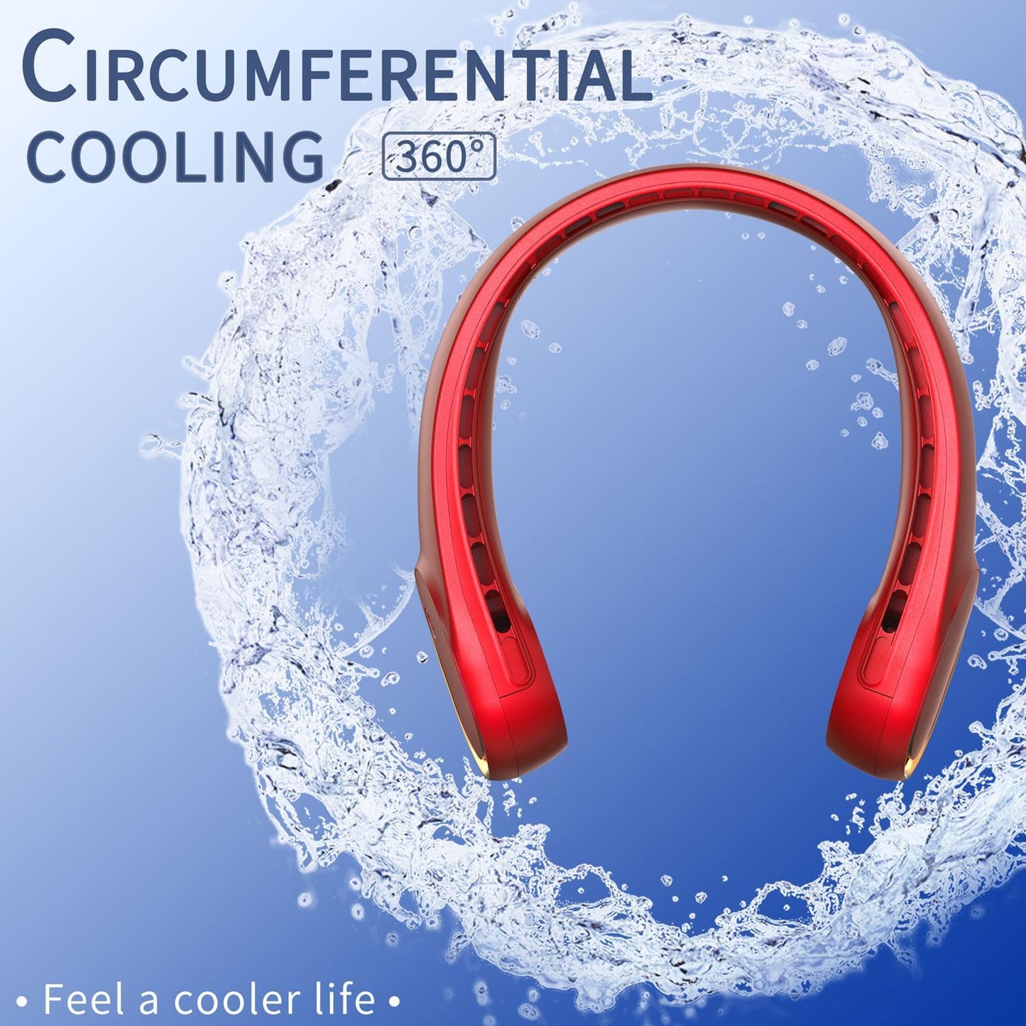 FrSara Neck Fan, Portable Fan Strong Wind, Upgraded 5200mAh, Upgraded Air Volume,360° Cooling, Quiet, No Hair Twisting, Even Air Volume On Both Sides, Non-Slip Material, Short Charging, Long Use Time