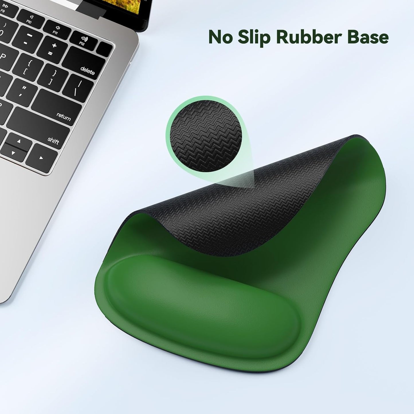 TECKNET 2 Pack Mouse Pad with Wrist Support, Ergonomic Gaming Mouse Pad Pain Relief, Portable Comfortable Mousepad for Computer, Laptop, Office, Home Non-Slip Base, Waterproof Surface - Green