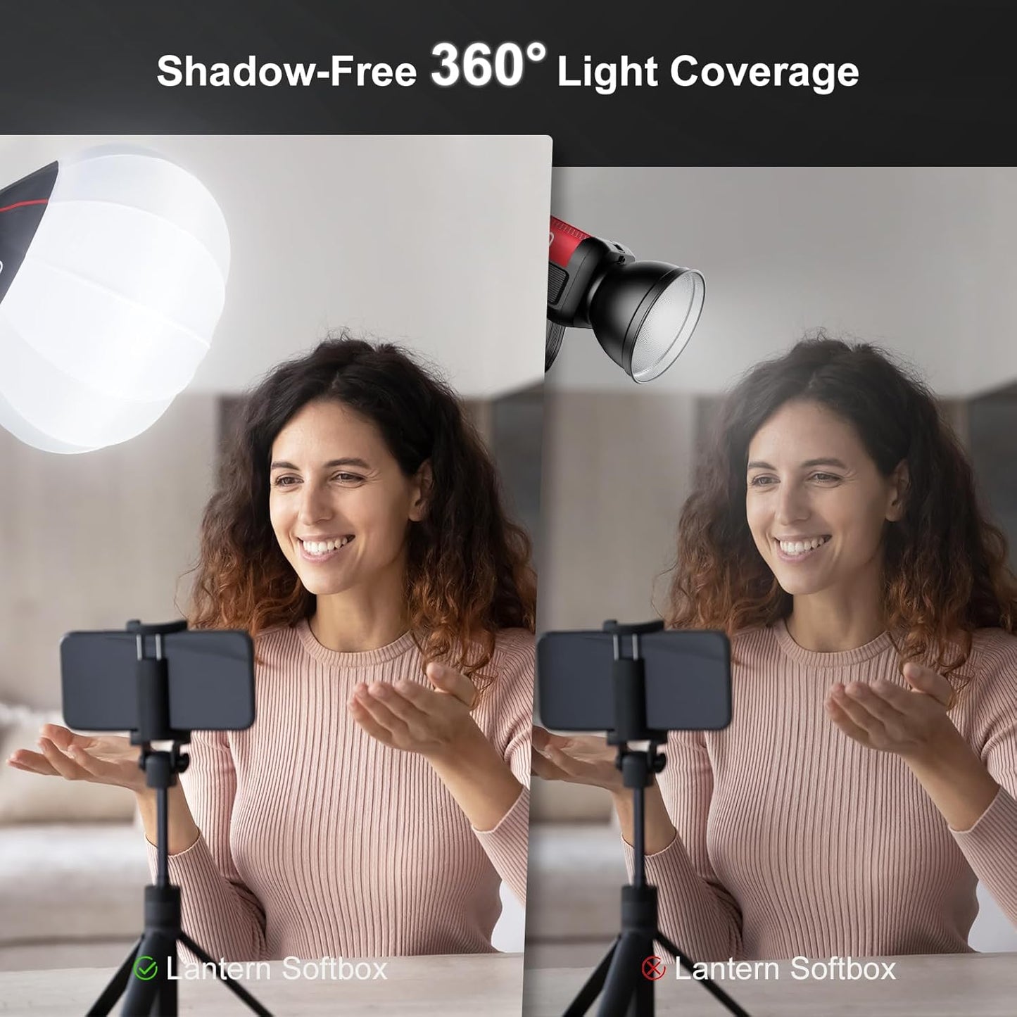GVM LED Video Light Kit 65000Lux/m, 300W Studio Lights with Lantern Softbox, Dimmable 2700-6800K Video Lighting with Bowens Mount, Photography Lighting for Video Recording CRI 97+ 12 Effects