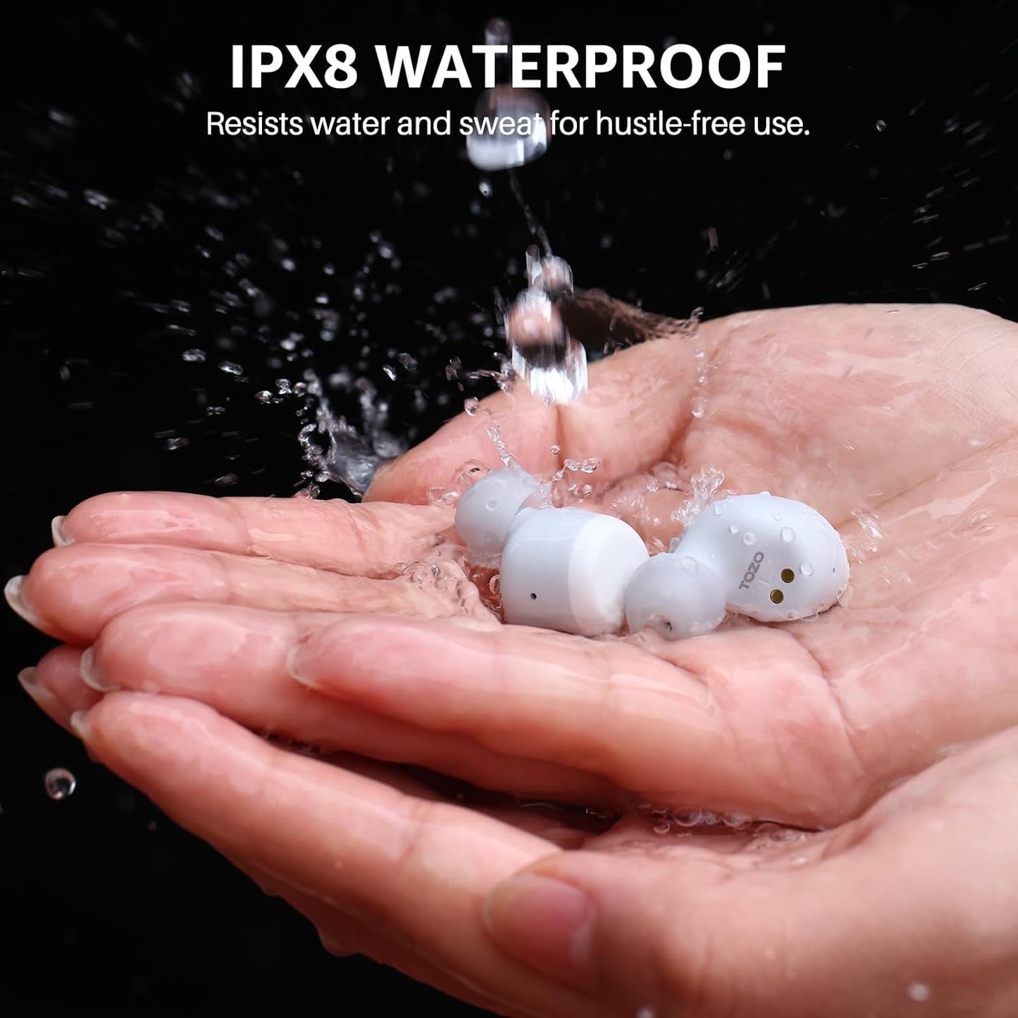 TOZO T6 Wireless Earbuds, Bluetooth 5.3 Ear Buds, Stereo Sound in Ear Headphones, 50 Hours Playtime, Wireless Charging Case, APP Customizable EQs, IPX8 Waterproof Earphones