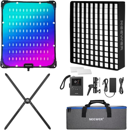 NEEWER 115W Flexible LED Video Light, Studio RGB Panel Light Mat Kit with Softbox APP/2.4G/DMX Control 2500K-10000K 14700lx/0.5m CRI96+, Key Lighting for Photography Streaming Video Recording, FL100C