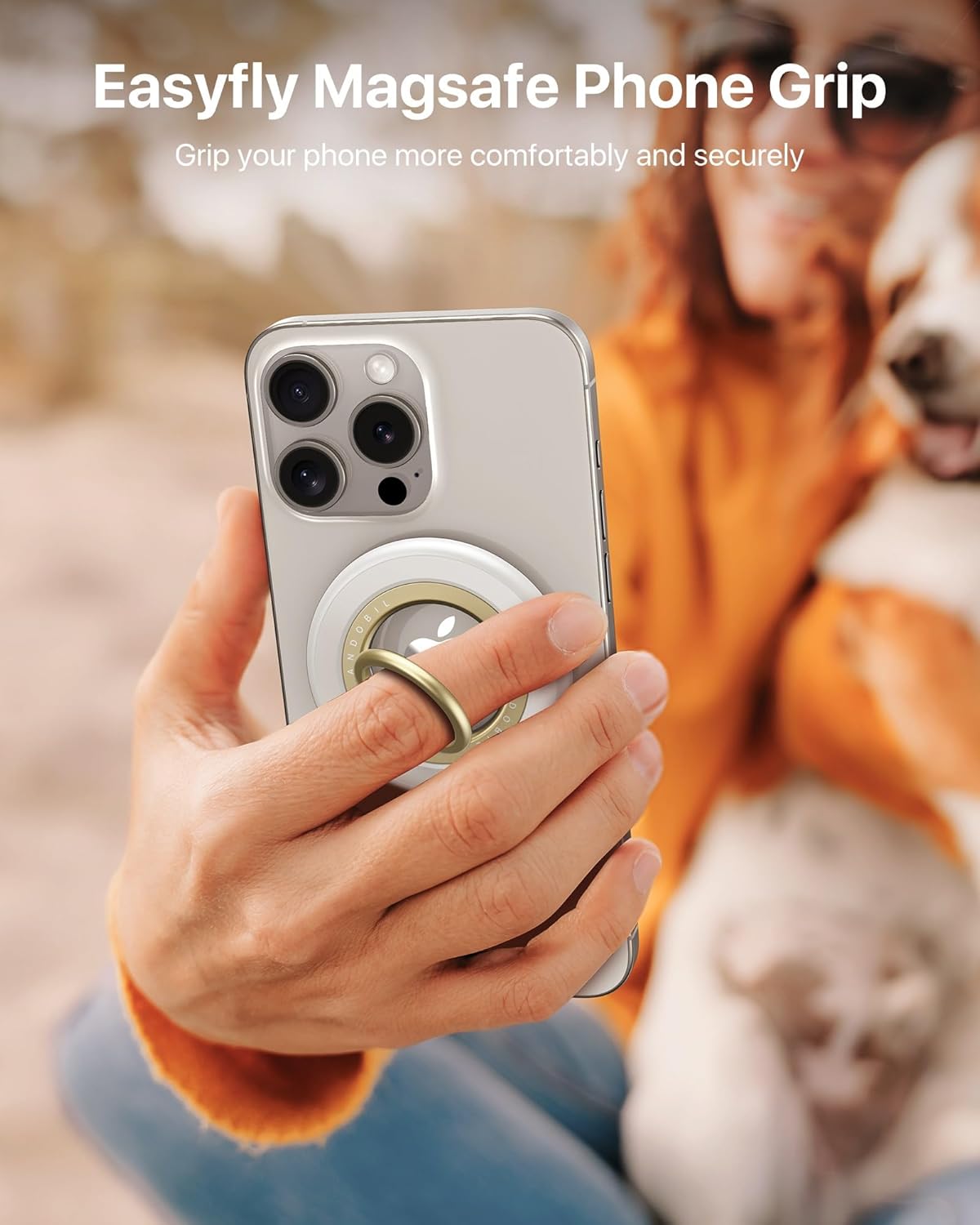 andobil [2025 Upgraded] Double-sided Magnetic Phone Grip for MagSafe [Sability Max] Strong Magnetic Phone Ring Holder Compatible with MagSafe Accessories, iPhone 16 Plus 15 14 13 12 Pro Max Mini White