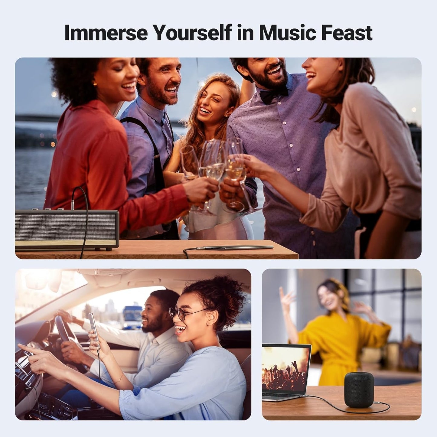 UGREEN 3.5mm Audio Cable Nylon Braided Aux Cord Male to Male Stereo Hi-Fi Sound for Headphones Car Home Stereos Speakers Tablets Compatible with iPhone iPad iPod Echo More 10FT