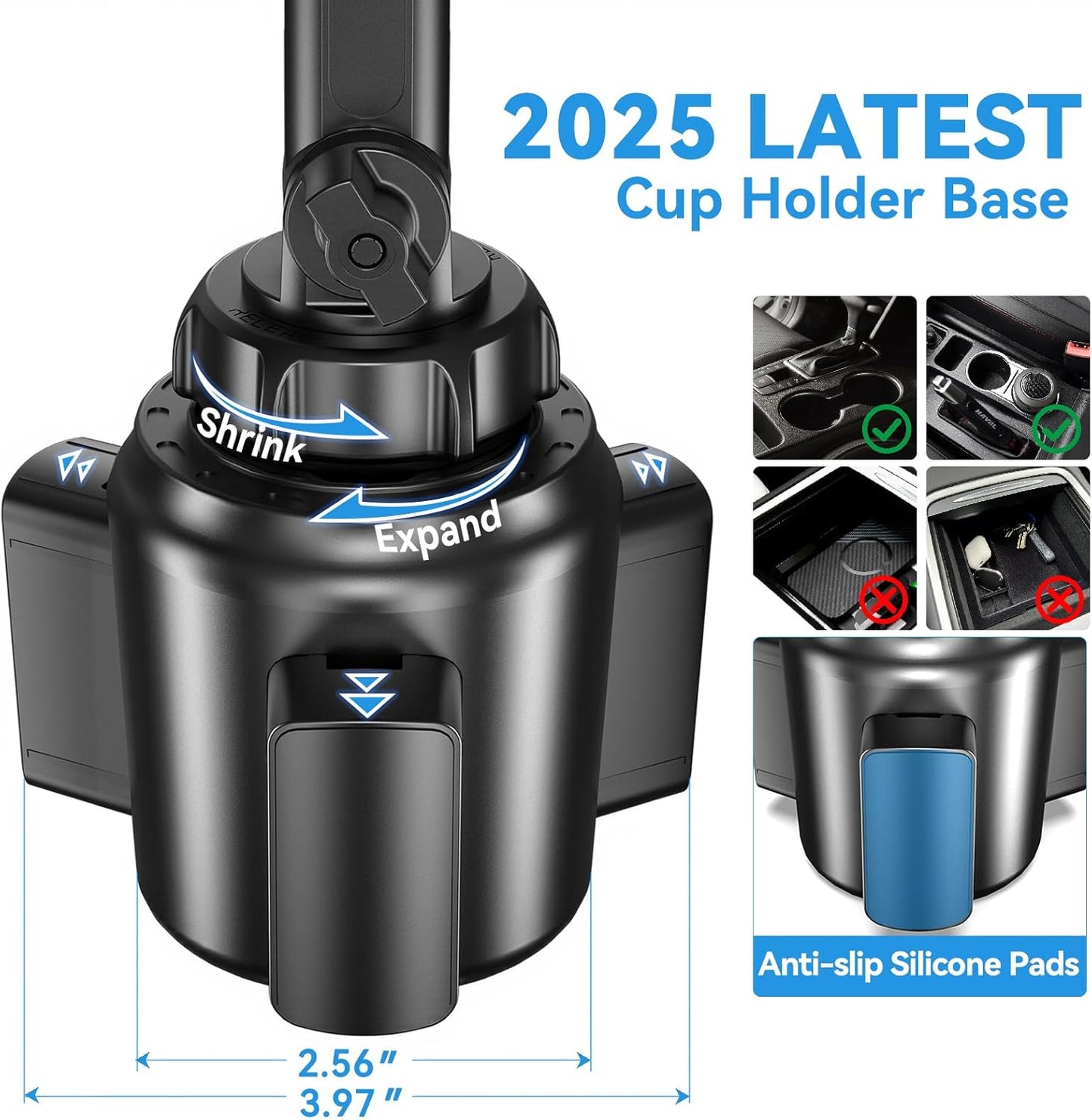 Miracase Cup Holder Tablet Mount for Car, Adjustable Long Neck Car Tablet Holder Friendly Compatible with iPad, Pro, Air, Mini Samsung Galaxy Tab, All 6.1-12.9" Tab