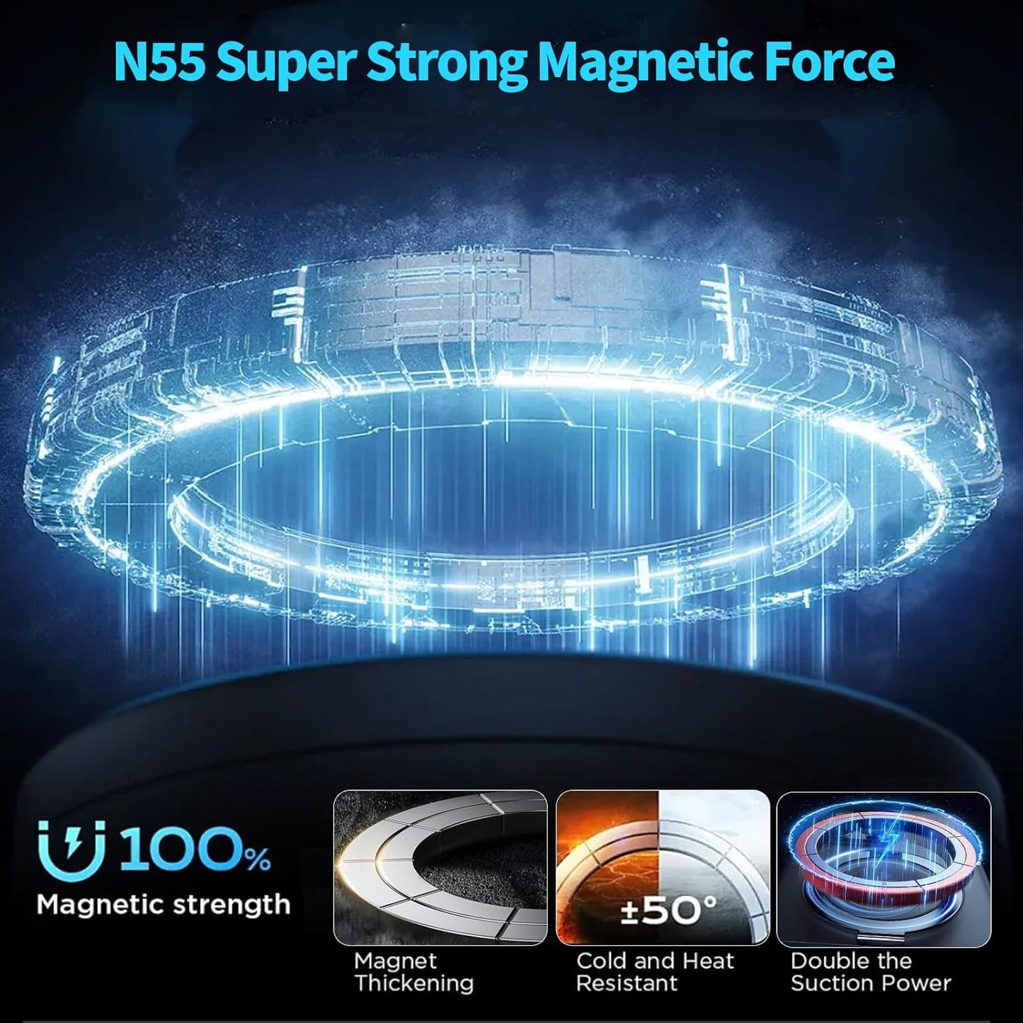 Vacuum Suction Magnetic Phone Holder, 2025 Upgraded Foldable Retractable Suction Cup Mount Magnetic Phone Mount for Your Car, 360° Adjustable Cell Phone Stand for Cars /Gyms/Mirrors/Smooth Surface