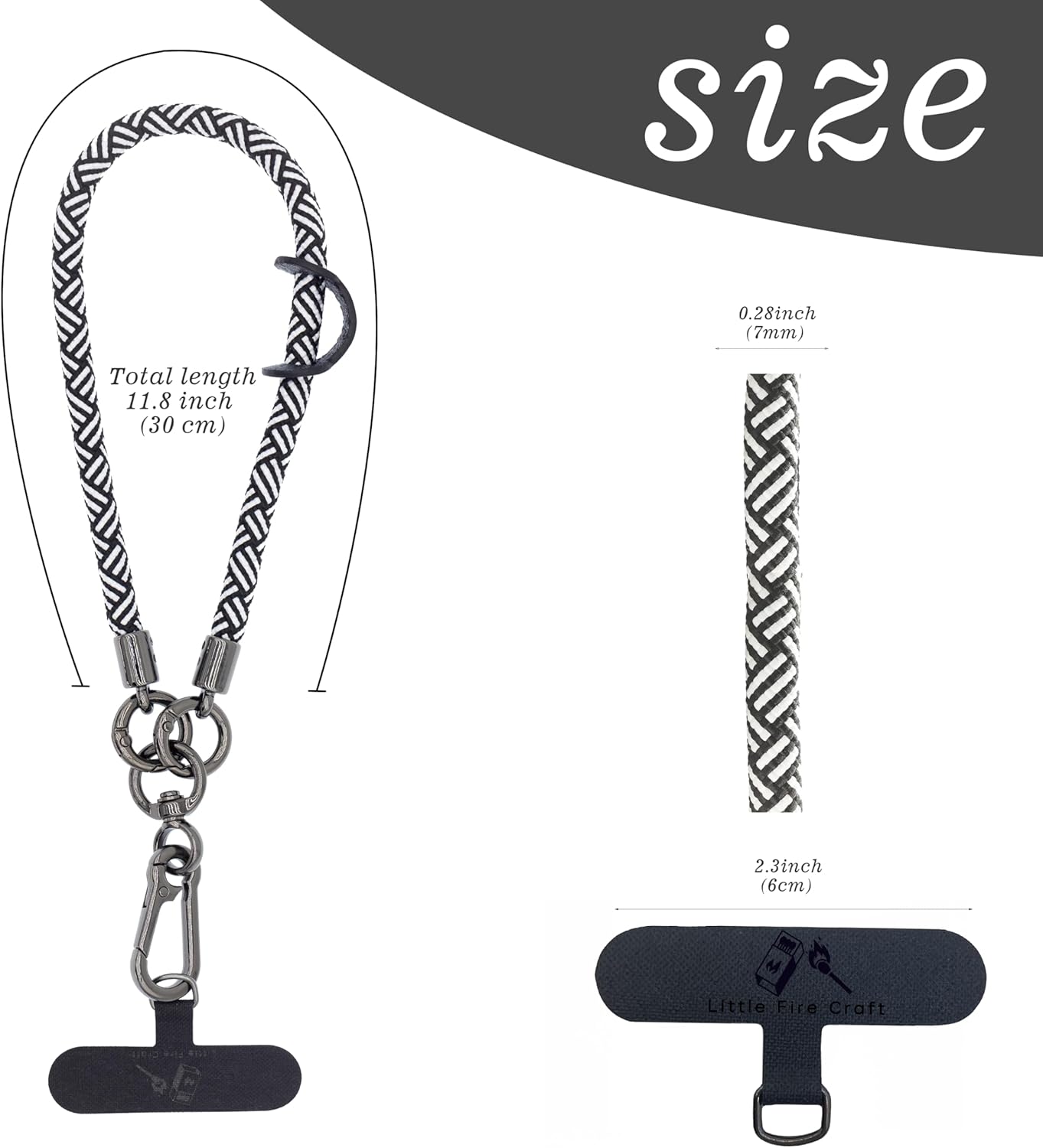 Cell Phone Wrist Strap Phone Lanyard Wrist Phone Wristlet Lanyard Hand Wristlet Strap (Zebra Black)