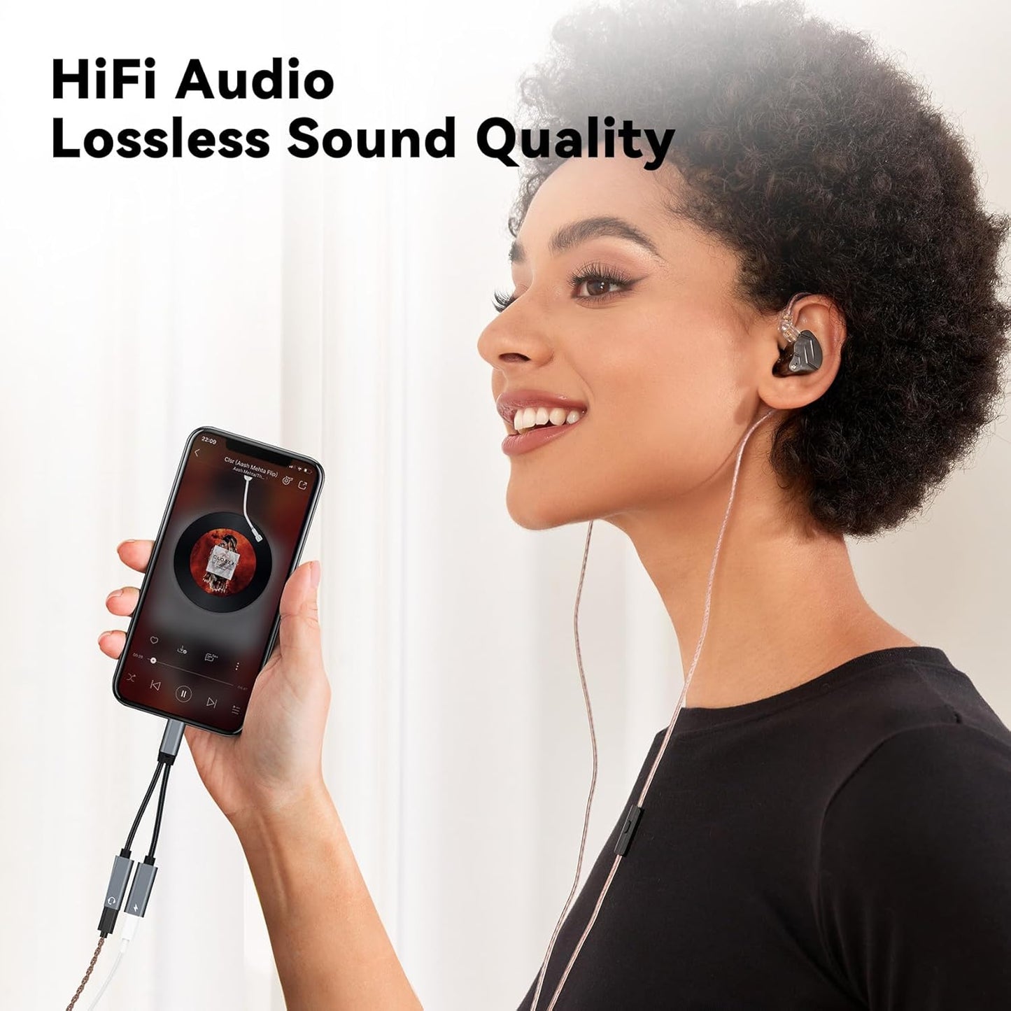 5PCS USB C Headphone Splitter,CCZ CA01 USB C to Type C Headphone Jack and Charger Adapter, 1 in 2 out Dongle Hi-Res DAC Audio Cable with PD 60W Fast Charging for Samsung Galaxy S25 S24 S23 (USBC-USBC)