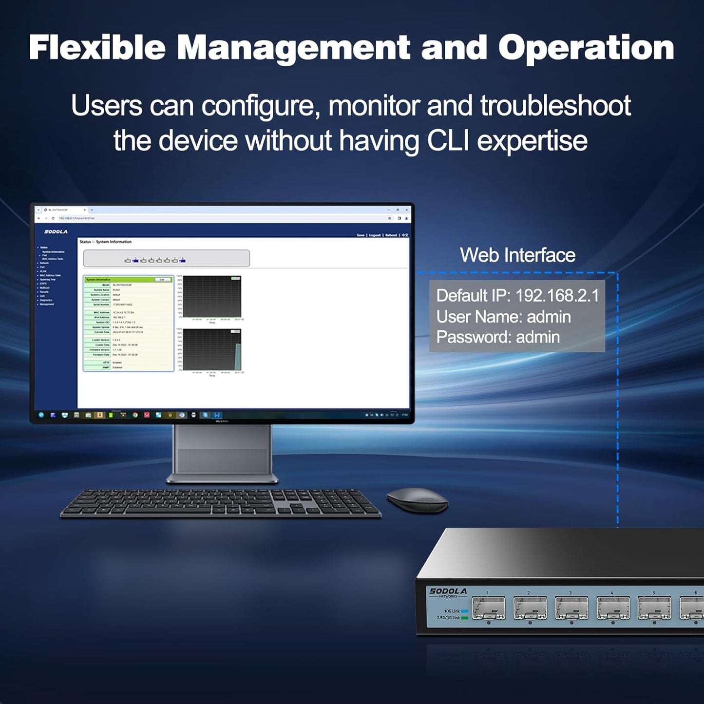 SODOLA 8 Port 10G Web Managed Switch, 8X10G SFP+ Ports, Link Aggregation/QoS/VLAN/IGMP, Wall Mounted Fanless 10Gb Multi-gig Network Switch（SFP Ports Only
