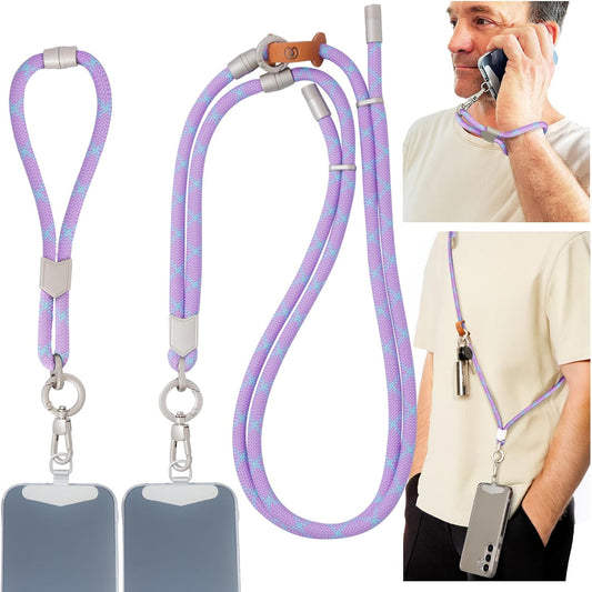 Pulpo 2-in-1 Cell Phone Wrist Strap and Lanyard Lavender & Blue - Anti Theft Phone Lanyard for Men & Women, Wrist Straps for Phones, Lanyards for Smartphones, Adjustable Cellphone Leash & Strap Tether