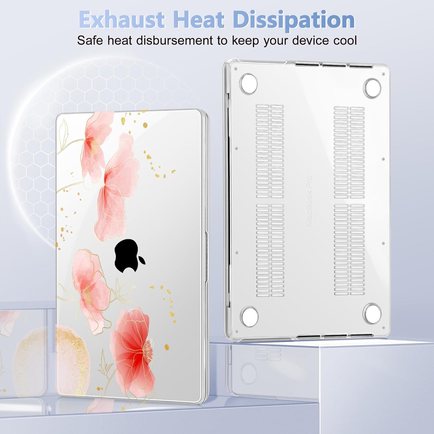 for MacBook Pro 16 inch Case 2021 2022 2023 2024 Release A3186 A3403 M4 A2991 M3 A2780 M2 A2485 M1 Pro/Max, Hard Shell Case with Screen Protector & Keyboard Cover, Spring Floral