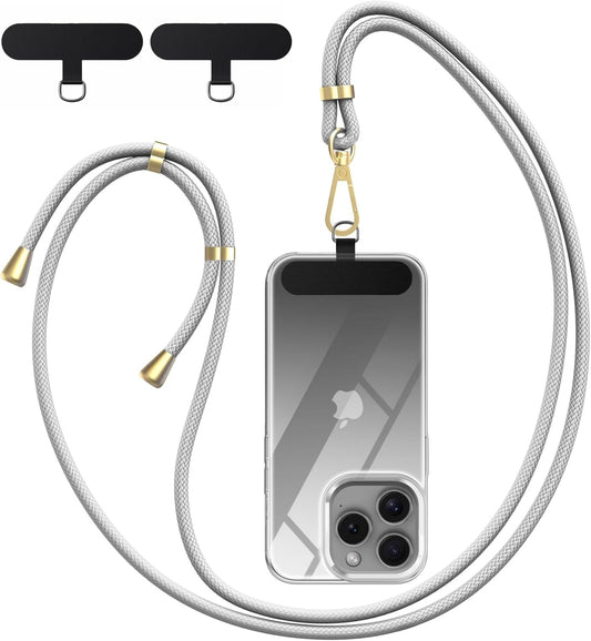 Crossbody Phone Lanyard Strap with 2 Pack Patchs, Adjustable Universal Nylon Neck Strap