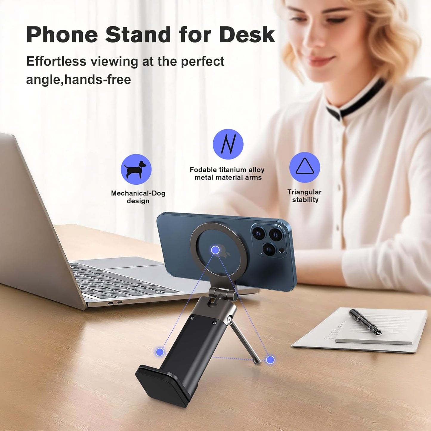Metal Airplane Travel Essentials Phone Holder Mount for MagSafe N55×40 Magnetic Phone Stand for Desk,Europe Vacation Essentials Universal 360° Swivel Travel Gadgets Cruise Must Haves