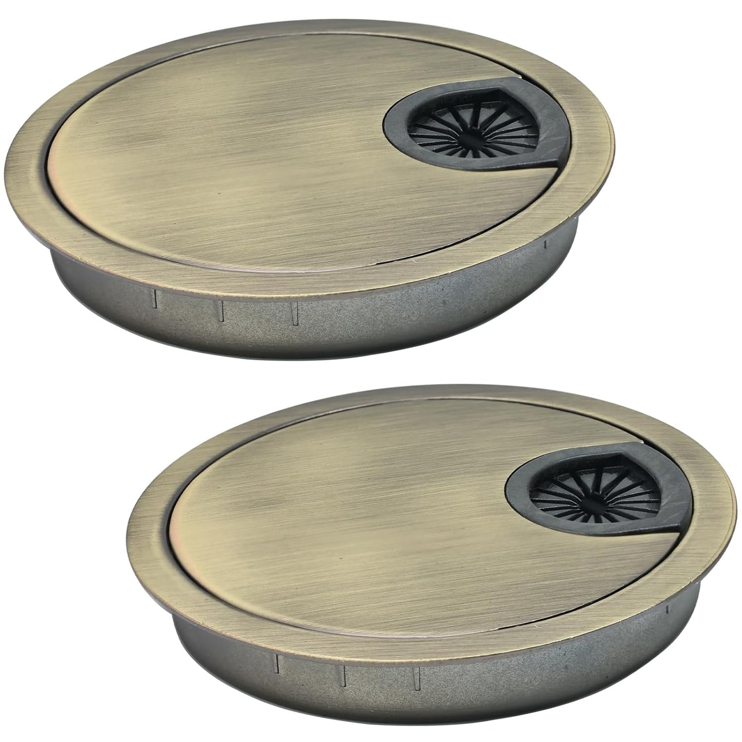 2 Pcs Desk Grommet 2-3/8" / 60 mm, Desk Cord Hole Cover, Cable Grommet Metal Zinc Alloy Materilal, Desk Hole Grommet for Home & Office Pc, Detachable Cable Cord Organizer-Bronze