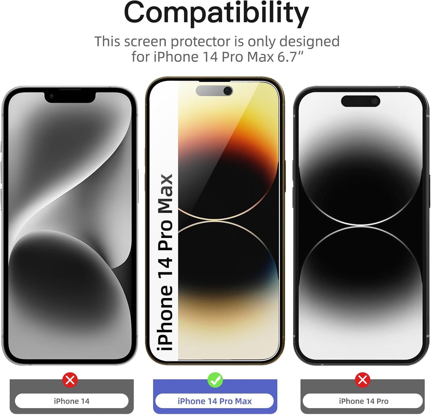 NEW'C 3 Pack Privacy for iPhone 14 Pro Max Screen Protector (6.7"), Enhanced 28-Degree Privacy Angle, Ultra Durable 9H Hardness, Bubble-Free