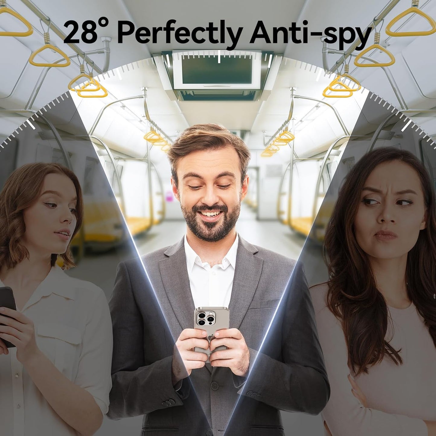 SMARTDEVIL 2+2Pack for iPhone 15 Pro Privacy Screen Protector with Camera Lens Protector,Shatterproof Tempered Glass[True 28°Anti Spy][9H Hardness][Automatic Dust-Elimination Install]