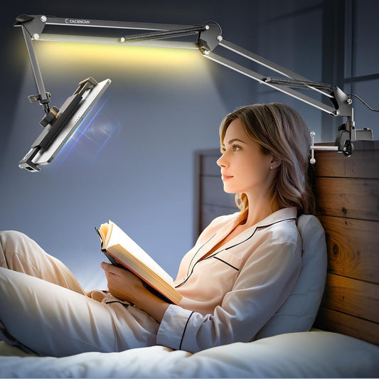 Universal Tablet Stand, Adjustable with Light, Compatible with iPad/iPhone/iPad Pro/N-Switch, or Other 4.513.5 Inches Devices (Black)