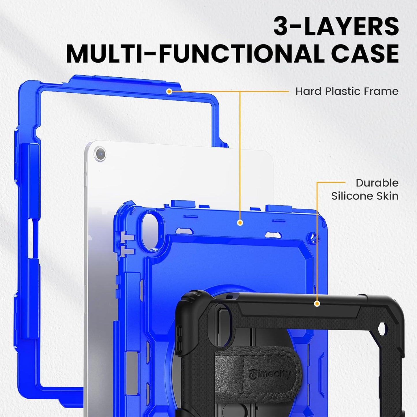 timecity for iPad Air 13 Inch Case M3 2025/ M2 2024, 360° Rotating Stand, Pencil Holder & Wireless Charging, Shockproof with Screen Protector & Shoulder Strap for Designers & Professionals, Dark Blue