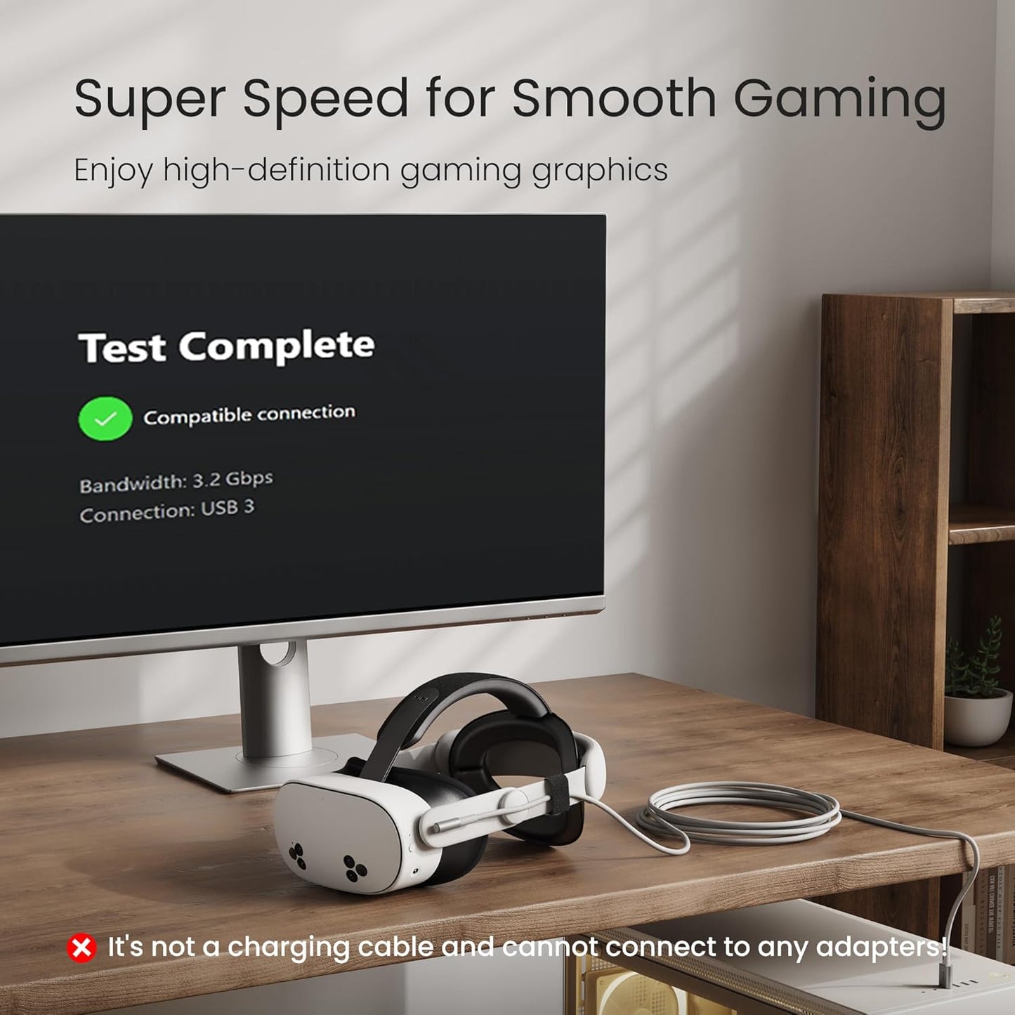 KIWI design 16FT Link Cable Compatible with Oculus/Meta Quest 3S Accessories, and Quest 3/2/Pro/Pico 4, USB 3.0 to USB C Link Cable with 5Gbps Super Speed