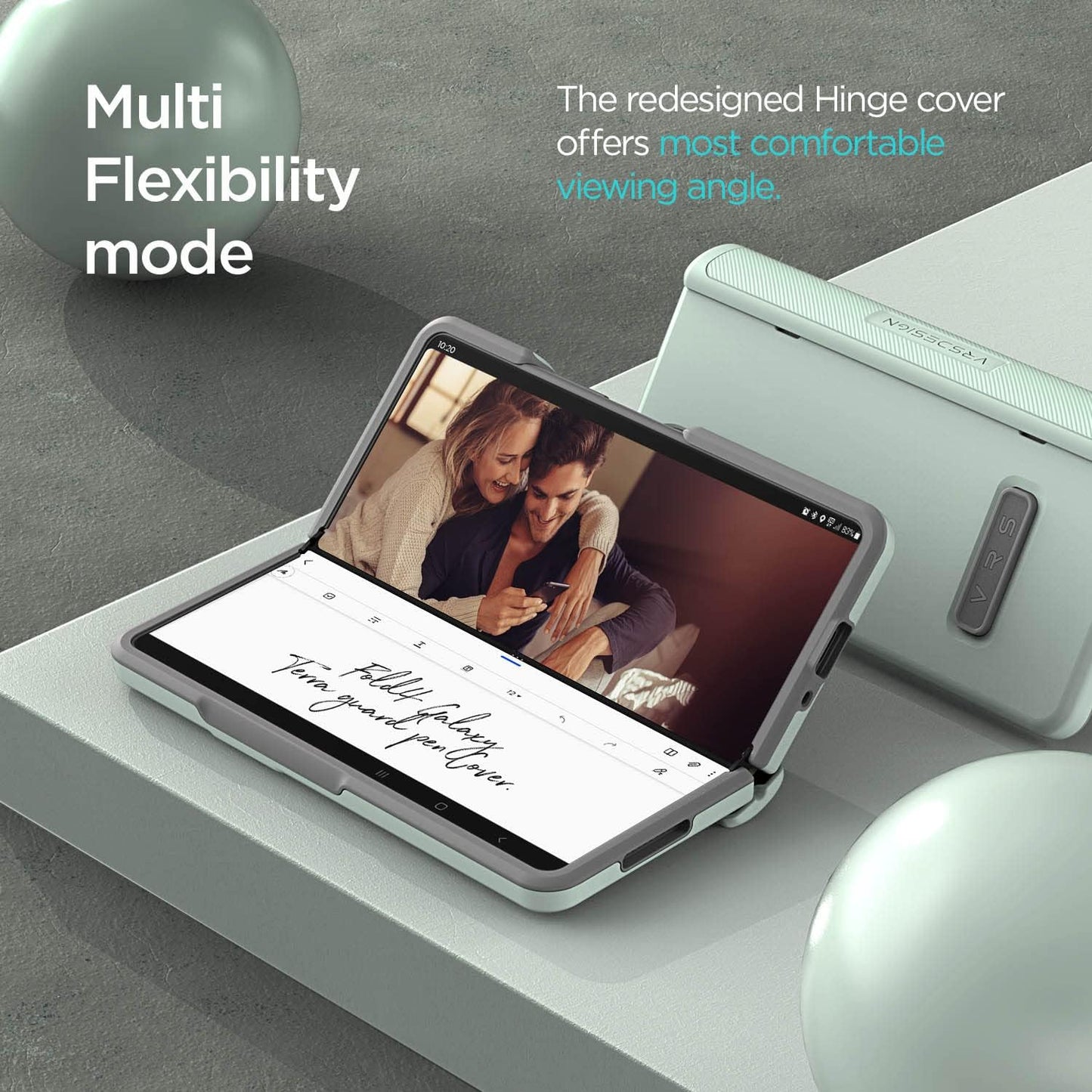 VRS DESIGN Terra Guard Modern for Galaxy Z Fold 4 5G (2022), Premium Modern Neat Style [Anti Scratch Hinge Protection] Case with Tempered Glass Screen Protector (Mint)