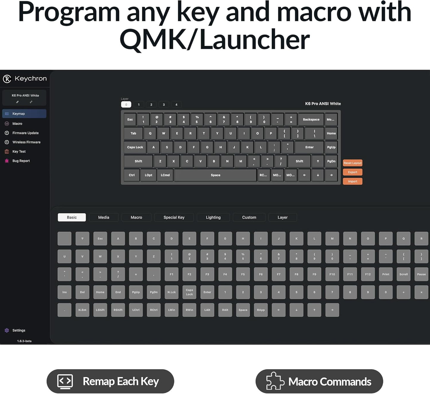 Keychron K6 Pro Wireless Custom Mechanical Keyboard, QMK/Launcher Programmable Macro, Hot-Swappable Keychron K Pro Brown Switch, 65% Layout White Backlit Office Keyboard for Mac Windows Linux