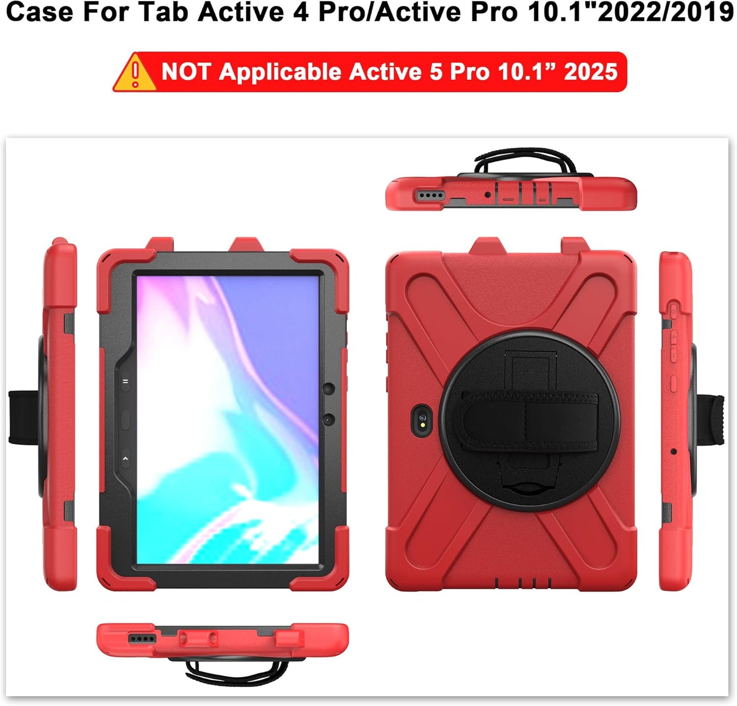 rantice Compatible with Samsung Galaxy TAB Active PRO 10.1 inch/Tab Active4 PRO Case, Heavy Duty Rugged Shockproof Drop Protection Case, Hand Strap&Shoulder Strap for SM-T540/T547/T630/T638 (Red)