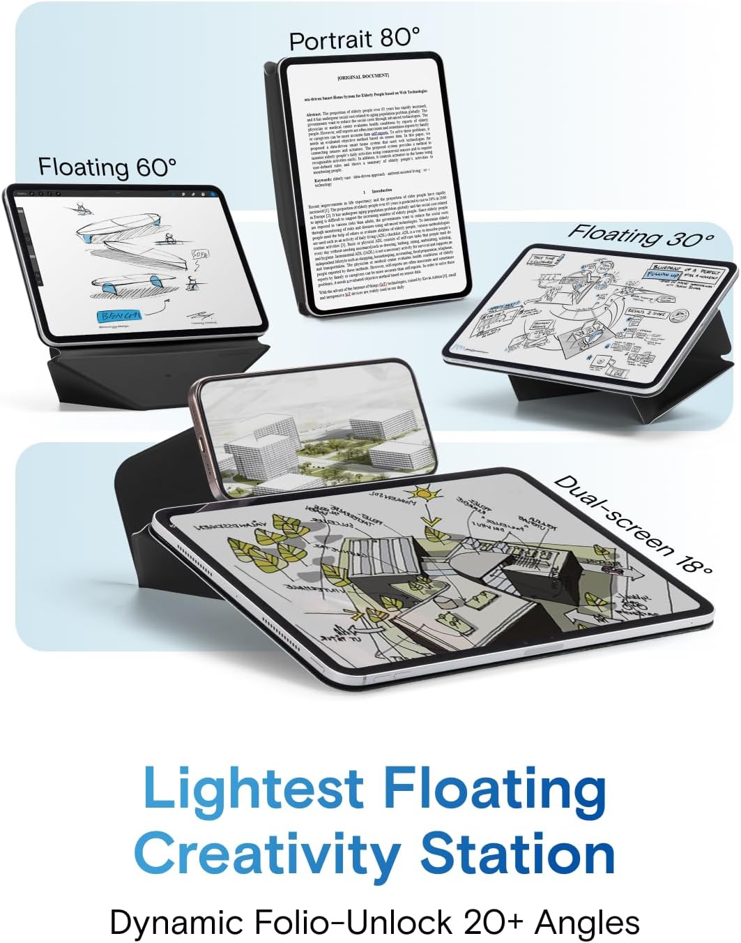 MOFT Dynamic Folio Case for iPad Pro 11-inch(2nd/3rd/4th Generation, 2020/2021/ 2022), Silm Magnetic Stand Case with 20+ Viewing Angles, Auto Wake/Sleep,Jet Black