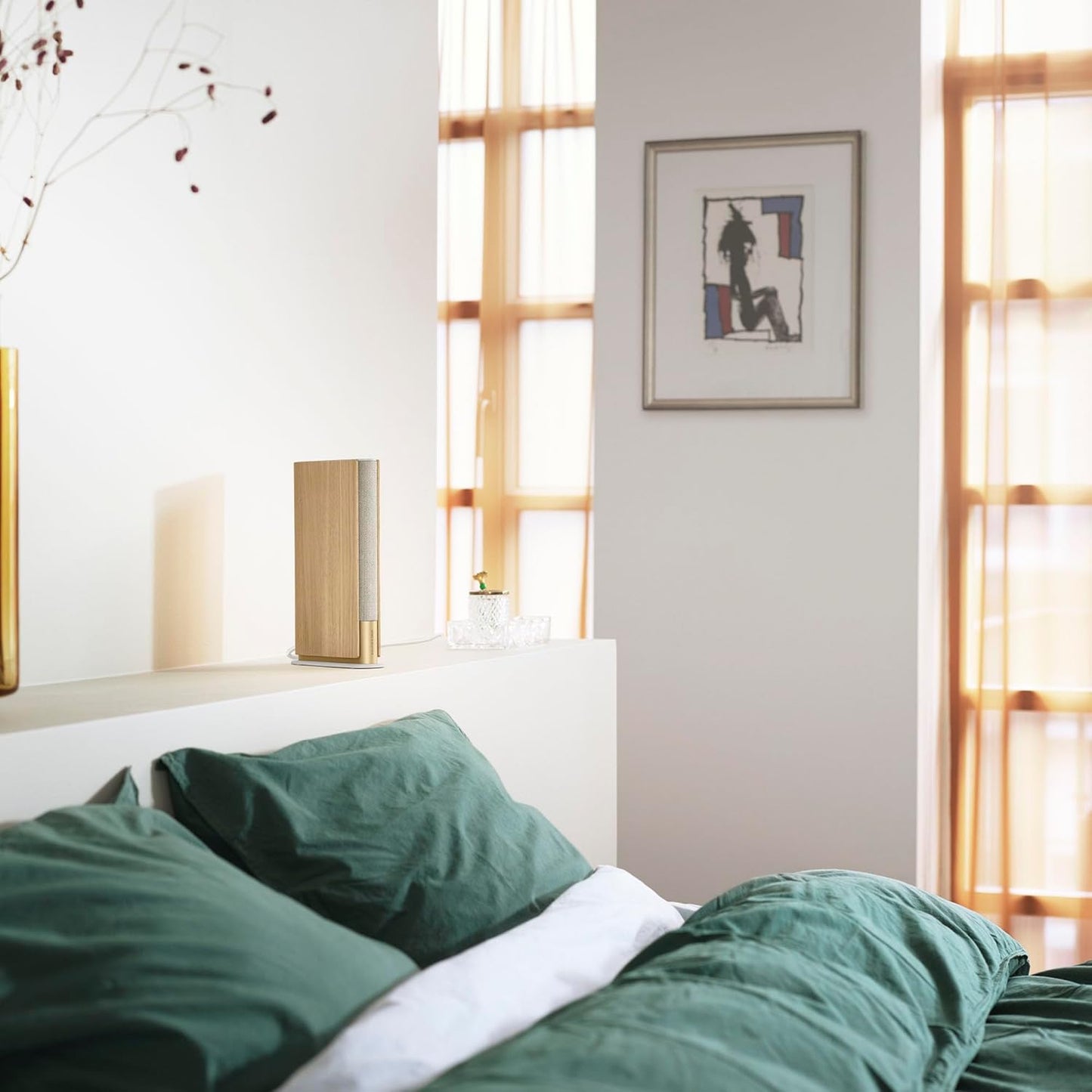 Bang & Olufsen Beosound Emerge Bookshelf Wi-Fi Speaker, Gold Tone/Light Oak