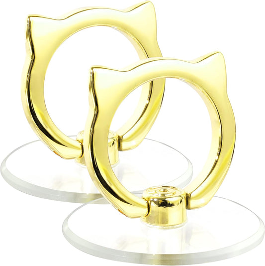 Cat Phone Ring Holder - EI Sonador Clear Cell Phone Ring Holder Transparent Stand Finger Grip (2 Gold Cat)