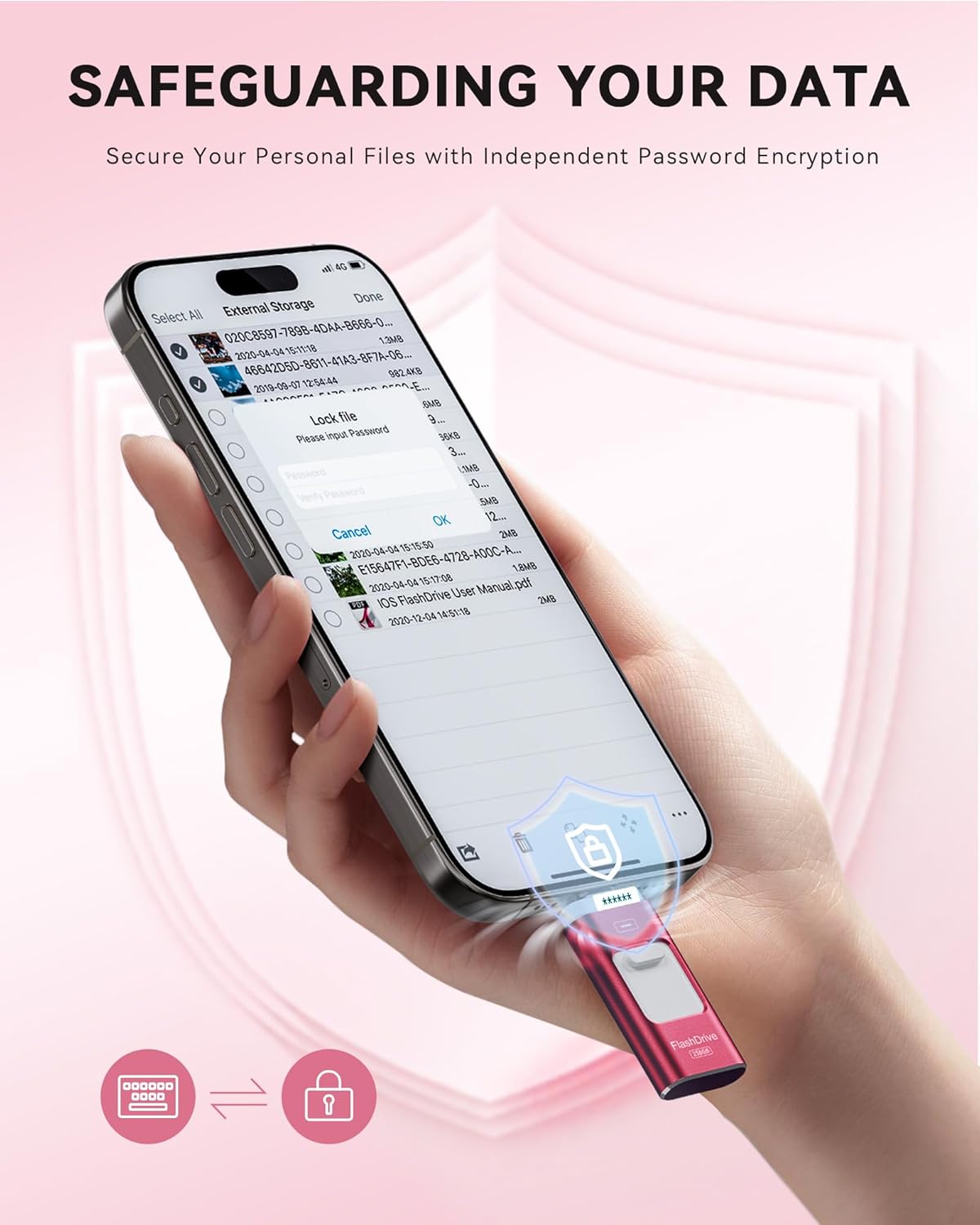 Apple MFi Certified 256GB Flash Drive for iPhone Thumb Drive Photo Stick, USB Memory Stick iPhone Flash Drive for Photos Videos, High Speed Jump Drive Compatible for iPhone/iPad/Android/PC (Red)