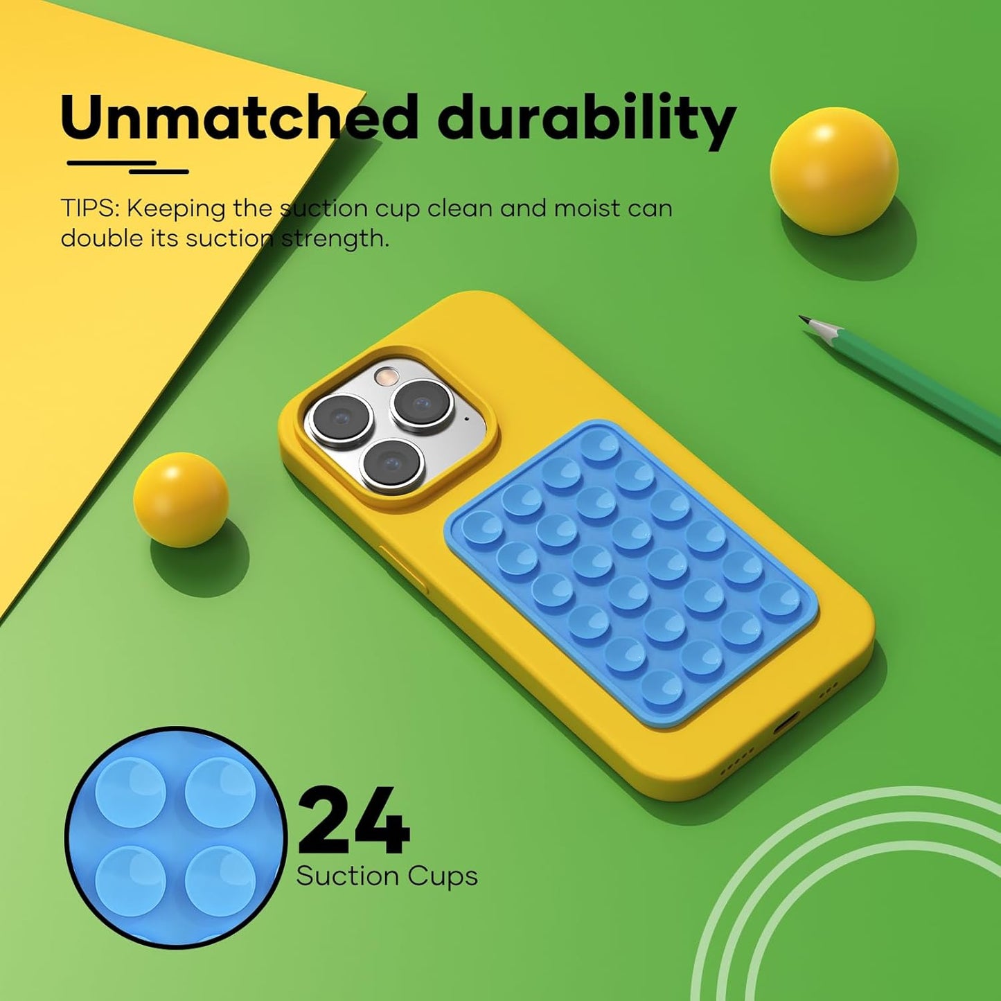 Silicone Phone Sticky Grip, Suction Phone Case Mount for iPhone and Android, Hands-Free Sticky Cell Phone Grip, Mobile Fidget Mirror Holder for Selfies and Videos