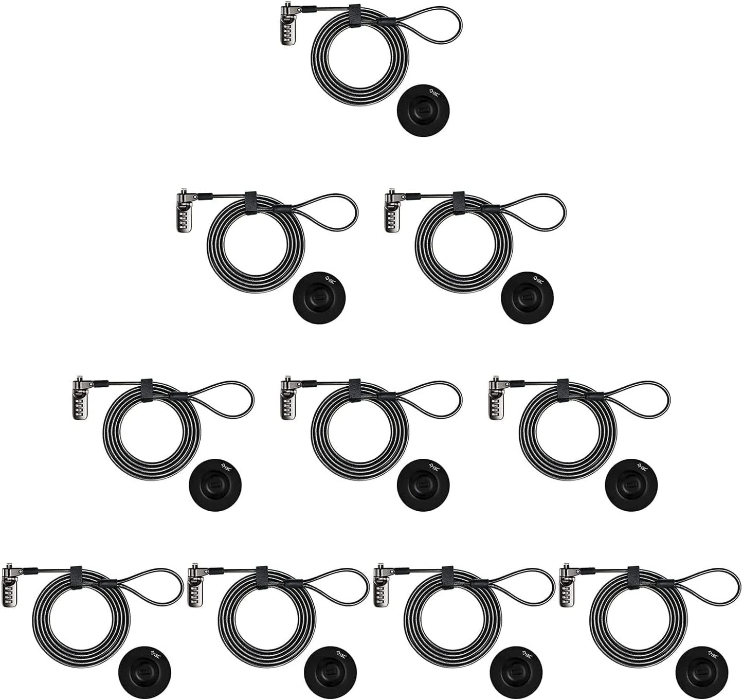 I3C Laptop Cable Lock 4 Digital Combination Lock Security Computer Cable Lock Anti Theft Combination Lock Compatible for Tablet Laptop (10 Packs)