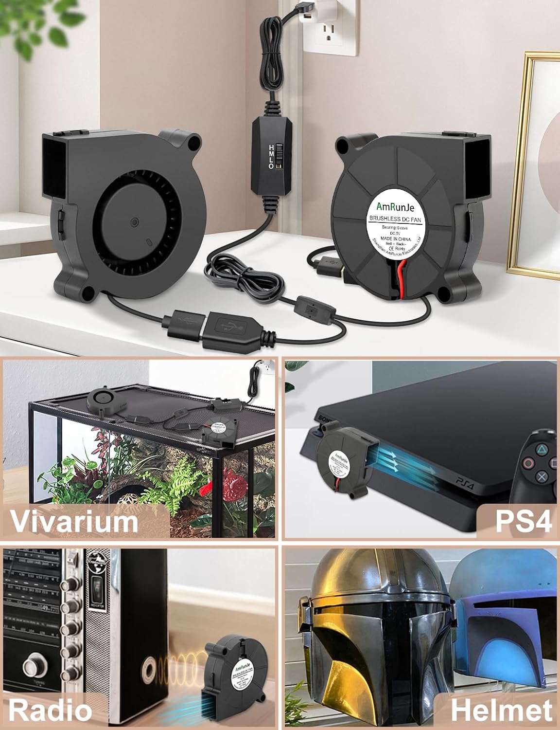 50mm x 15mm USB Blower Fan 2 Pack 5v Squirrel Cage Blower Fan with Variable Speed for Cooling DIY 3D Printer Costume Welding Helmet Thin Client CPU Modem