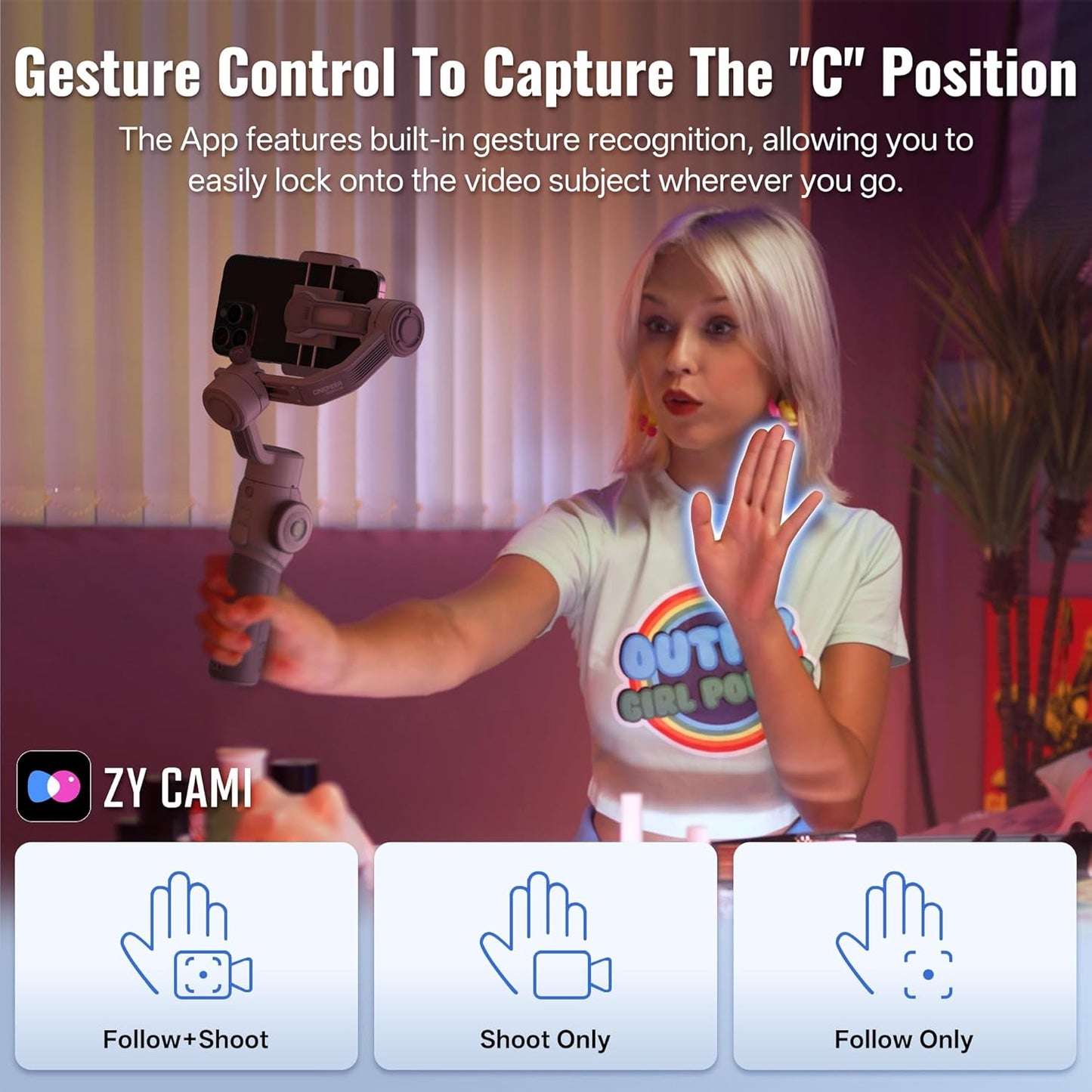 ZHIYUN CINEPEER Smooth 5E Gimbal Stabilizer for iPhone, Android, Built-in Fill Light, Tripod, 3-Axis 300g Payload Phone Gimbal, Gesture Control, Vlogging Stabilizer for YouTube, TikTok