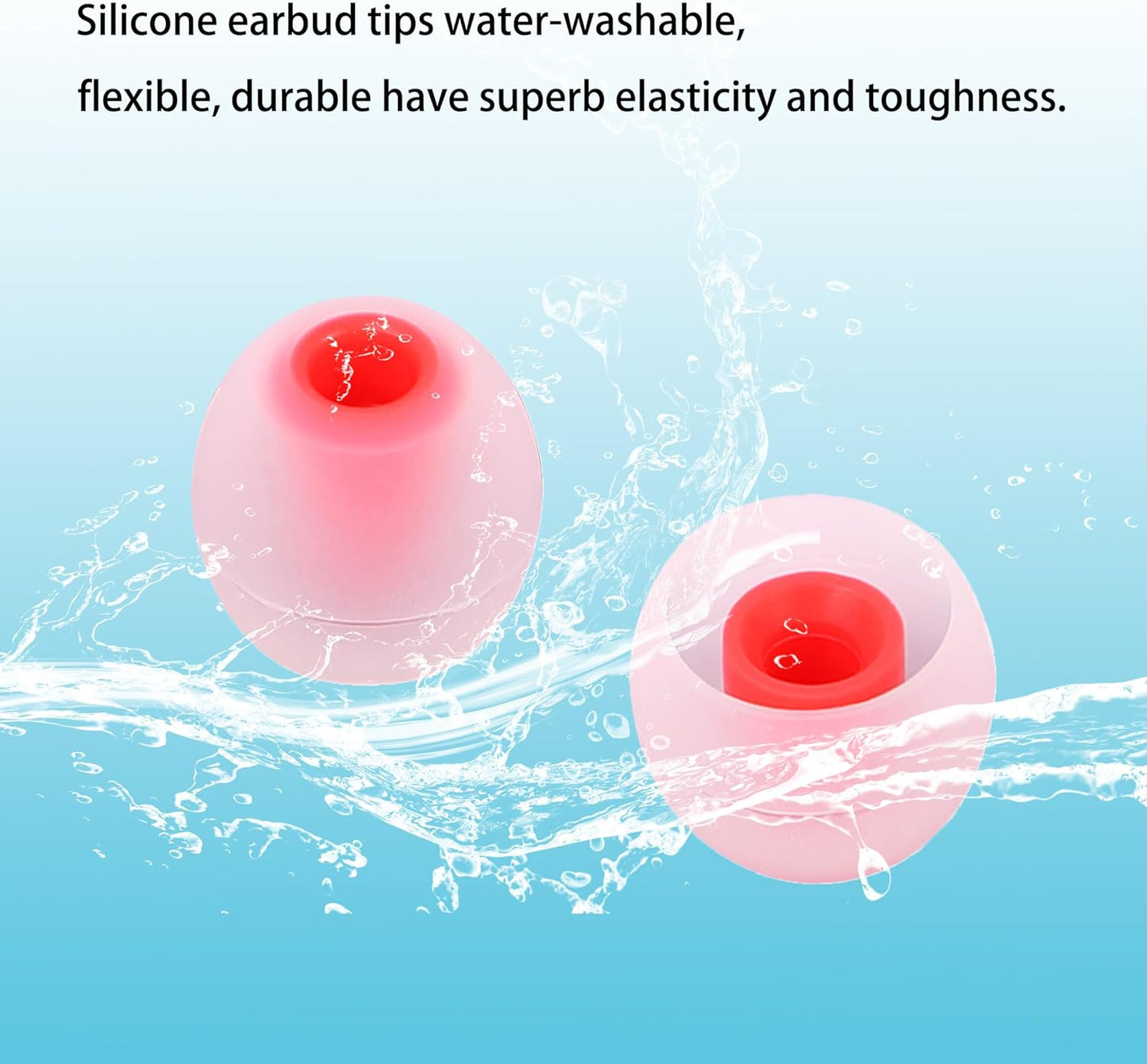 Silicone Earbud Tips - Fit Most In-Ear Earbuds (Inner Hole 3.8mm -5.1mm) - 9 Pairs S M L