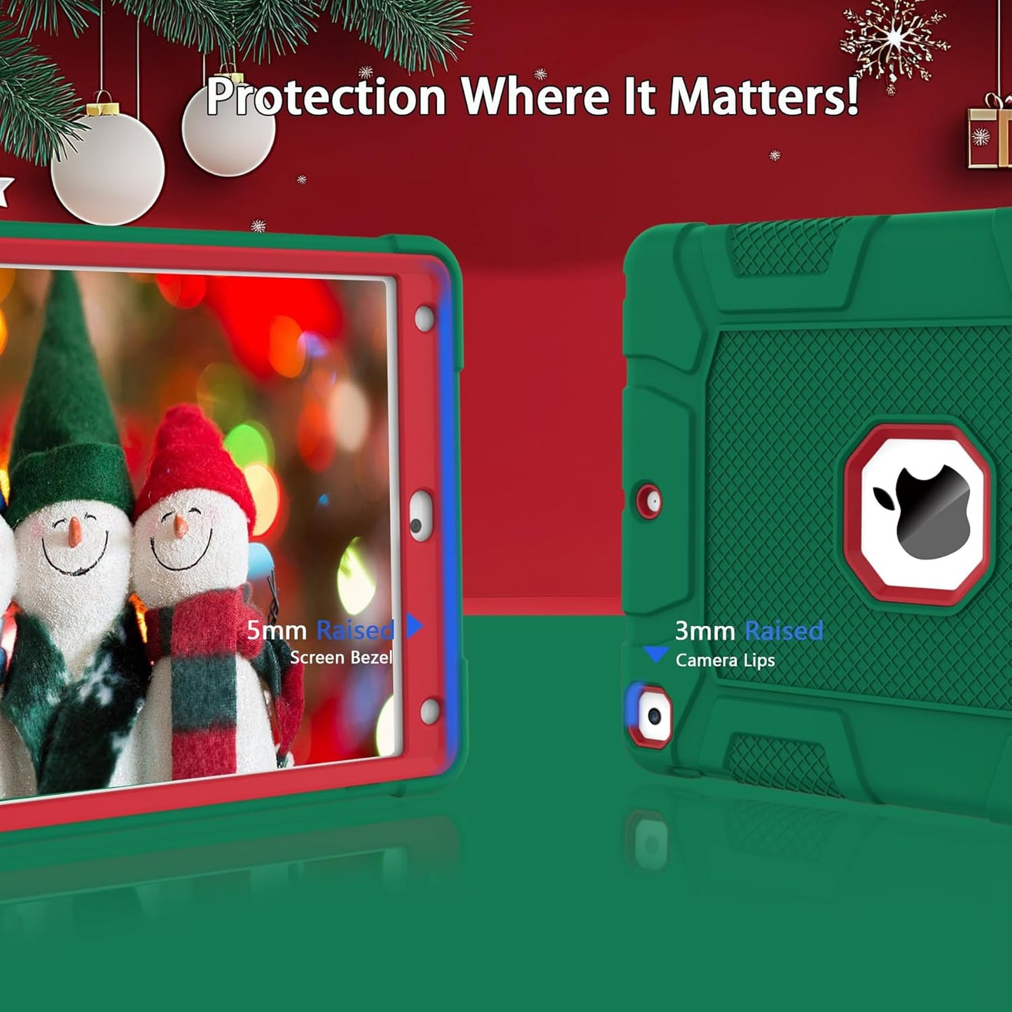 Rantice iPad 9th Generation Case, iPad 8th Generation Case, iPad 7th Generation Case, Hybrid Shockproof Rugged Drop Protection Cover with Kickstand for iPad 10.2'' （DarkGreen+Red