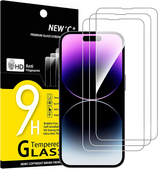 NEW'C 3 Pack Designed for iPhone 14 Pro Max Screen Protector(6.7"),Enhanced Tempered Glass Protection, Case Friendly Anti Scratch Bubble Free Ultra Resistant