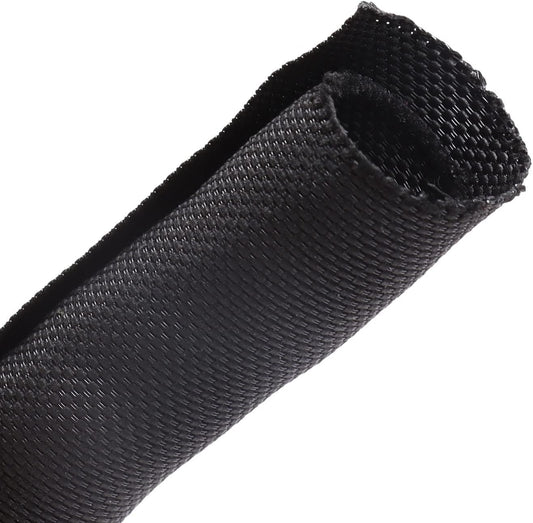 Braided-Wiring-Loom Black Mesh Woven Split-Sleeves for Automotive/Electrical/Multi-Cable Strings Cabling Management Protector Covering (1/2" - 28 Feet)