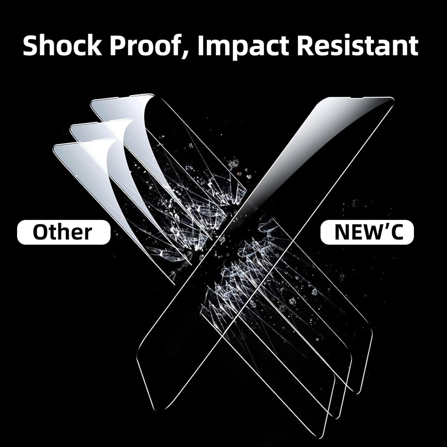 NEW'C 3 Pack Designed for iPhone 13 Pro Max, iPhone 14 Plus Screen Protector (6.7"), Enhanced Tempered Glass Protection, Case Friendly Bubble Free Ultra Resistant