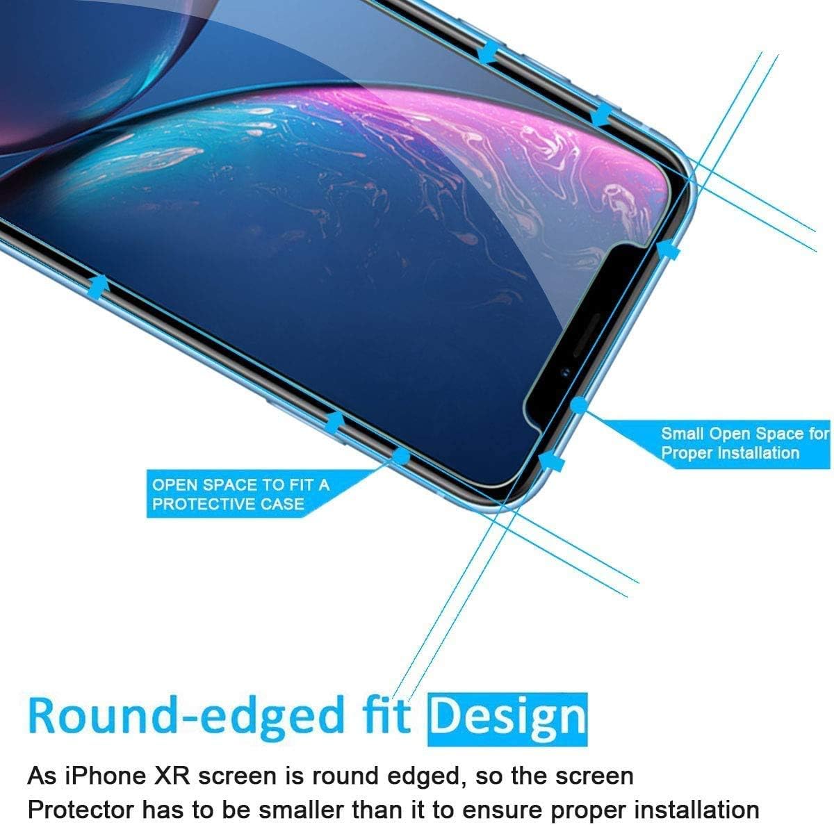NEW'C 3 Pack Designed for iPhone 11 and iPhone XR Screen Protector (6.1"), Enhanced Tempered Glass Protection, Case Friendly Anti Scratch Bubble Free Ultra Resistant
