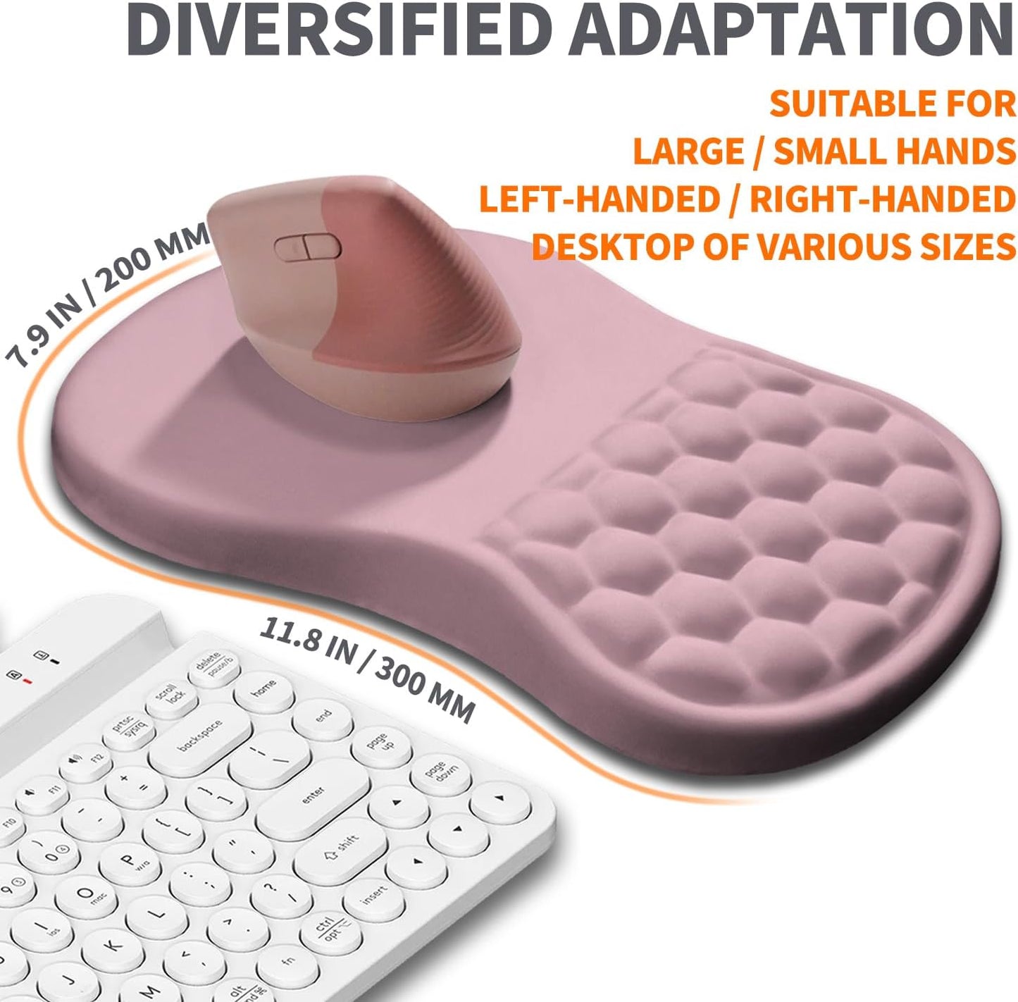 Ergonomic Joint Wrist Support Mouse Pad with Memory Foam Cushion Massage Bump, Carpal Tunnel Pain Relief Mousepad Slope Design for Wrist Rest, 11.8x7.9 in, Thistle