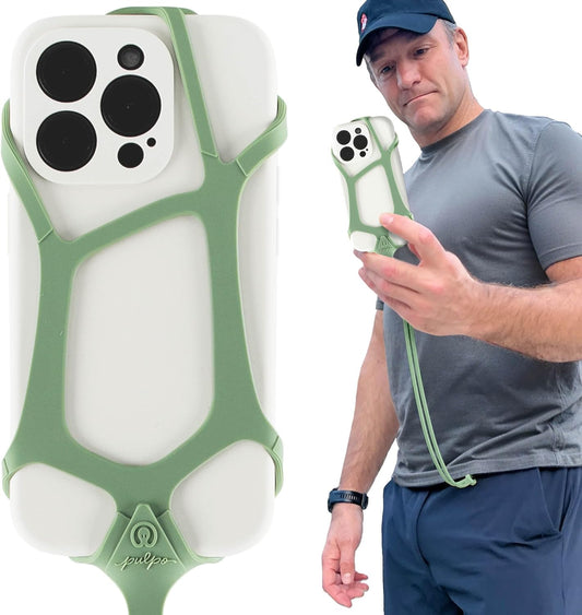 Pulpo Safety Cell Phone Lanyard Green Fits Smartphones 6.1 to 6.8” - Anti Theft Phone Strap for Men & Women, Lanyards for Phones, Hiking Phone Holder & Cellphone Lanyard, Silicone Crossbody Straps