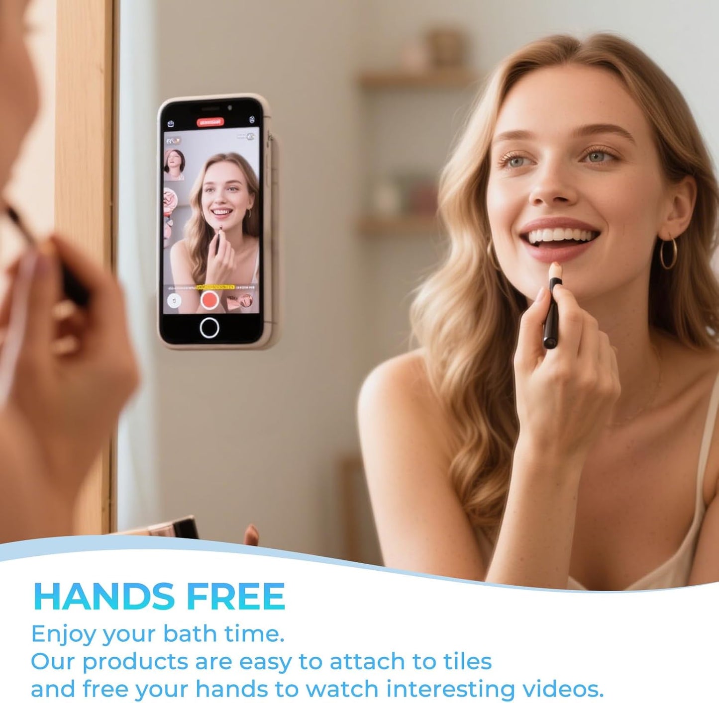 for MagSafe Suction Mount - 29 Silicone Suction Cup Phone Mount with Magnetic Phone Grip, for iPhone 12/13/14/15/16 Series, Hands-Free Sticky Grip for TikTok/Instagram, Transparent