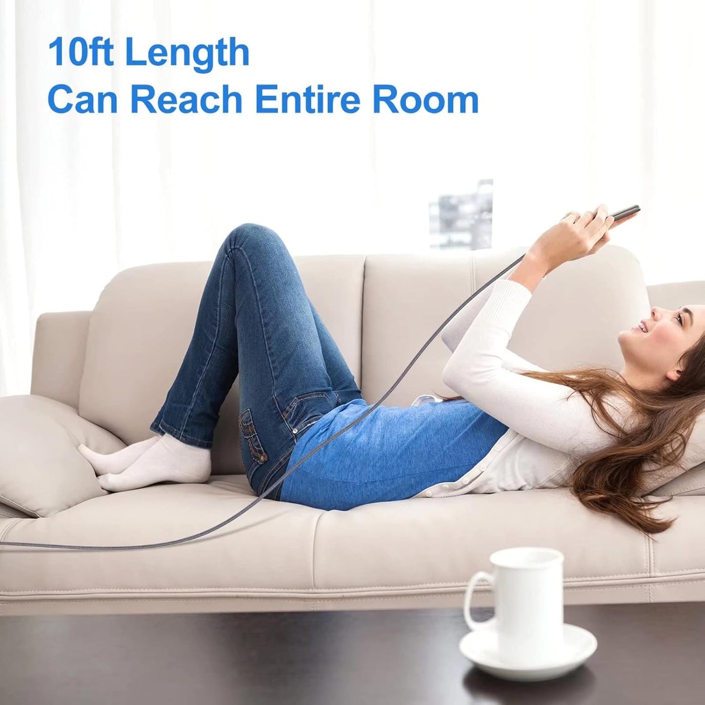 Durcord 2Pack 10ft USB C Charger Cable - 100W Fast Charging for Android/Phone/Pad, Type C to Type C Compatible with iPhone 16/15 Pro Plus Max Silver