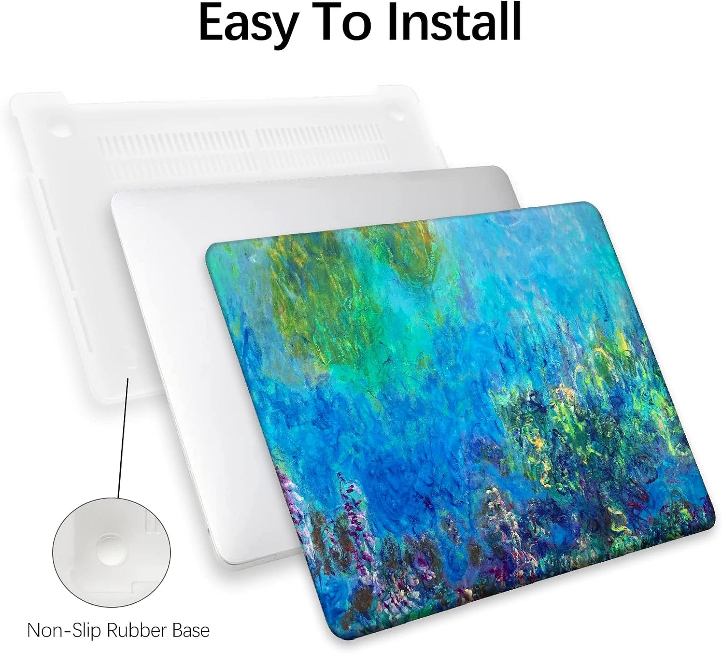 Berkin Arts for MacBook Air 13.6 inch Case A3240 A3113 A2681 (M4 M3 M2) 2025 2024-2022 Release with Keyboard Cover & Screen Protector Cloisonnism (Wisteria by Monet)