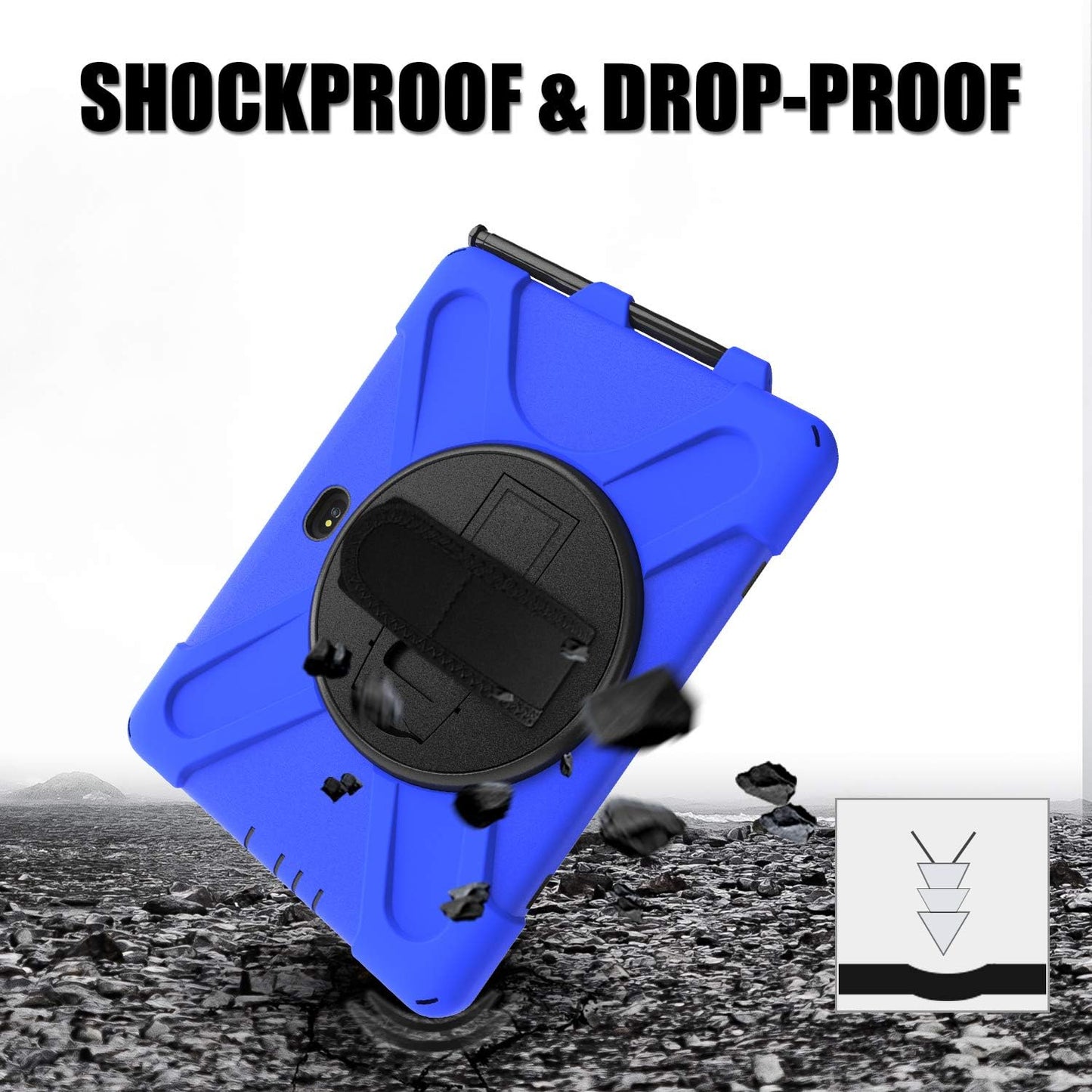 Rantice Case for Samsung Galaxy Tab Active5 PRO / Active4PRO / Active PRO 10.1, Shockproof Drop Protection Case with 360 Stand, Hand Strap & Shoulder Strap for SM-X350/X356B/T540/T547/T630/T638(Blue)