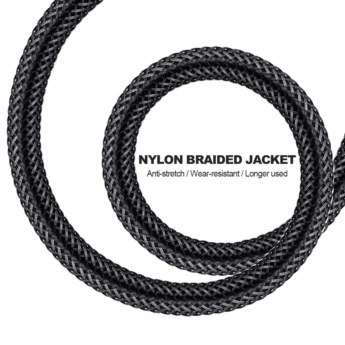 EMK 【Upgraded】 Double 90 Degree Optical Audio Cable Free-Rotating Toslink Plug Nylon Braided S/PDIF Digital Right Angle Optical Male to Male Cable for Home Theater,Sound Bar,TV(6.6ft/2m)