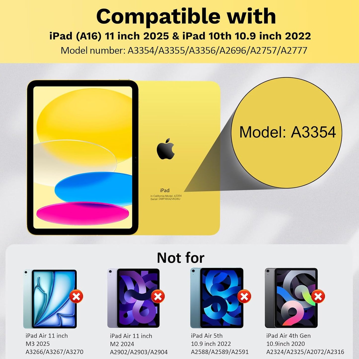 MoKo Touch Keyboard Case for iPad (A16) 11th Generation 11 inch 2025, iPad 10th Generation 10.9 inch Case with Pencil Holder, 7 Colors Backlit Multi-TrackPad Detachable Bluetooth Keyboard,Light Yellow