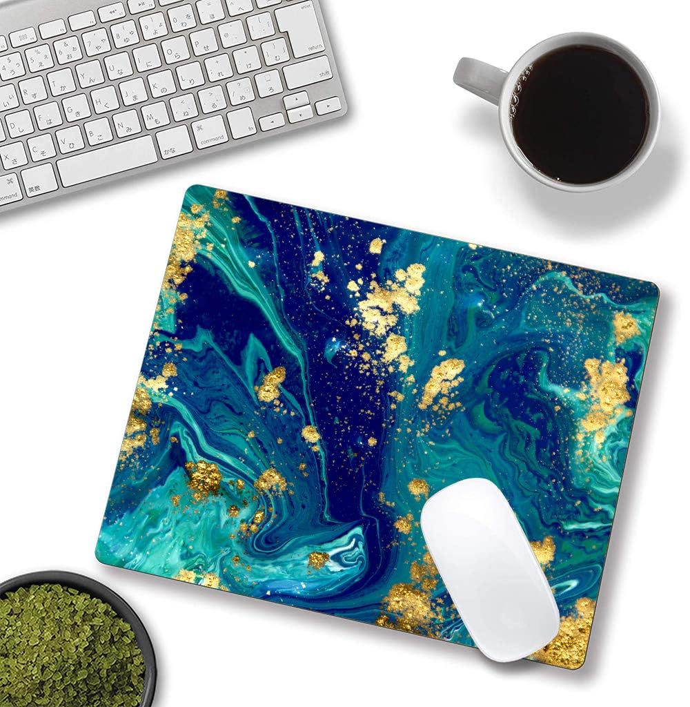 Green Blue Marble Mouse Pad,Gaming Creativity Custom Non-Slip Rubber Base Cute Mouse Pads for Computers Laptop Office,9.5"x7.9"x0.12" Inch